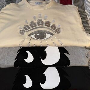 Kenzo Beige and Gray Graphic Sweatshirts